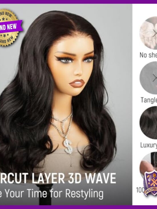 18in Human Hair Glueless Wig HD Lace Closure Pre Plucked Pre Cut Wear and Go